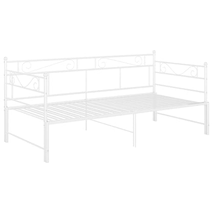 Pull-Out Sofa Bed Frame Without Mattress White Metal 90X200 Cm