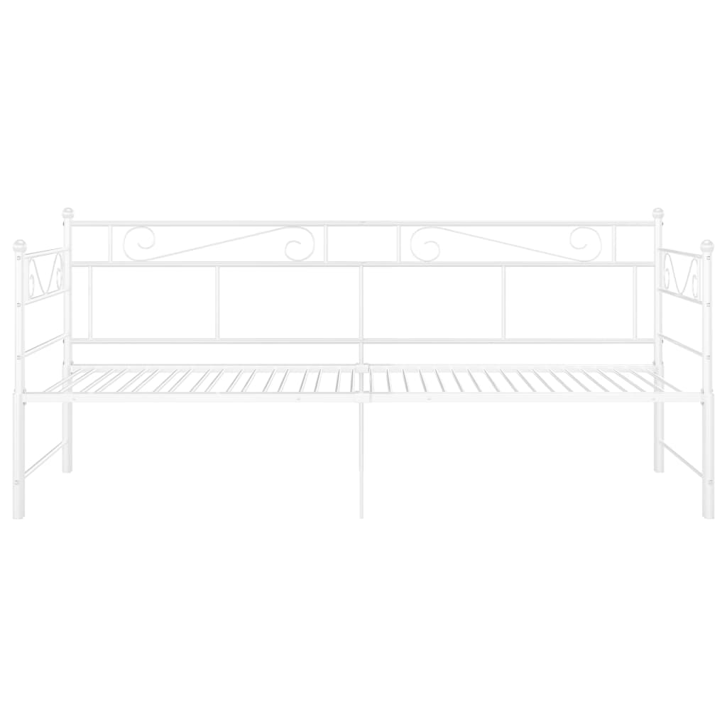 Pull-Out Sofa Bed Frame Without Mattress White Metal 90X200 Cm