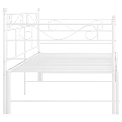 Pull-Out Sofa Bed Frame Without Mattress White Metal 90X200 Cm