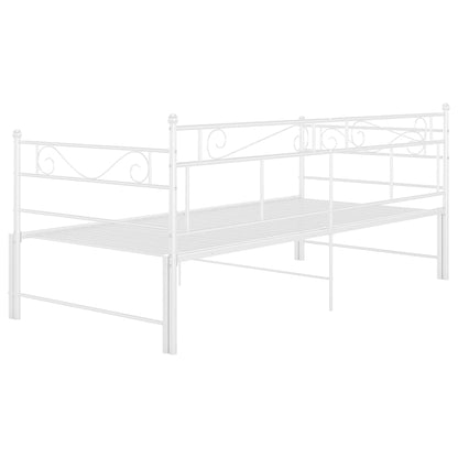 Pull-Out Sofa Bed Frame Without Mattress White Metal 90X200 Cm