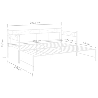 Pull-Out Sofa Bed Frame Without Mattress White Metal 90X200 Cm