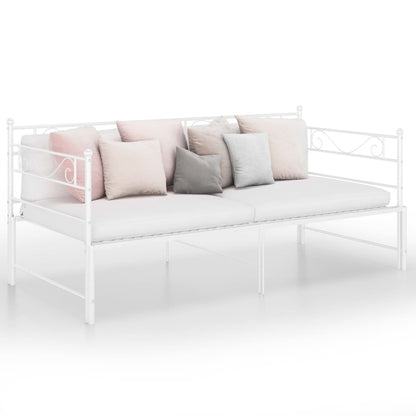 Pull-Out Sofa Bed Frame Without Mattress White Metal 90X200 Cm