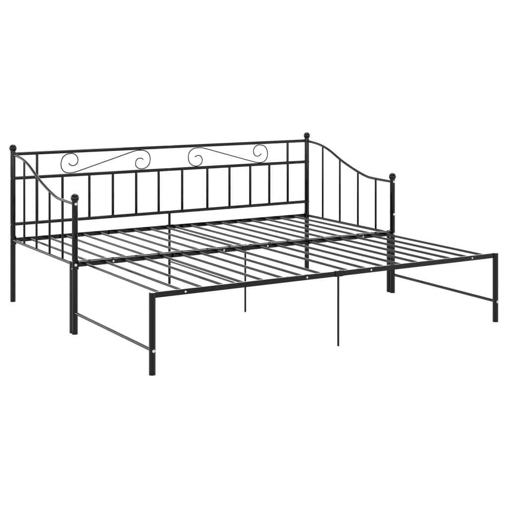 Pull-Out Sofa Bed Frame Without Mattress Black Metal 90X200 Cm