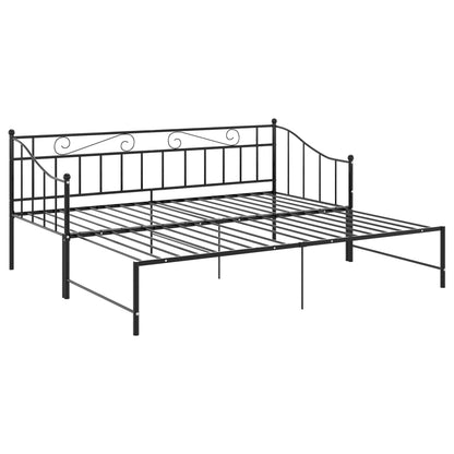 Pull-Out Sofa Bed Frame Without Mattress Black Metal 90X200 Cm