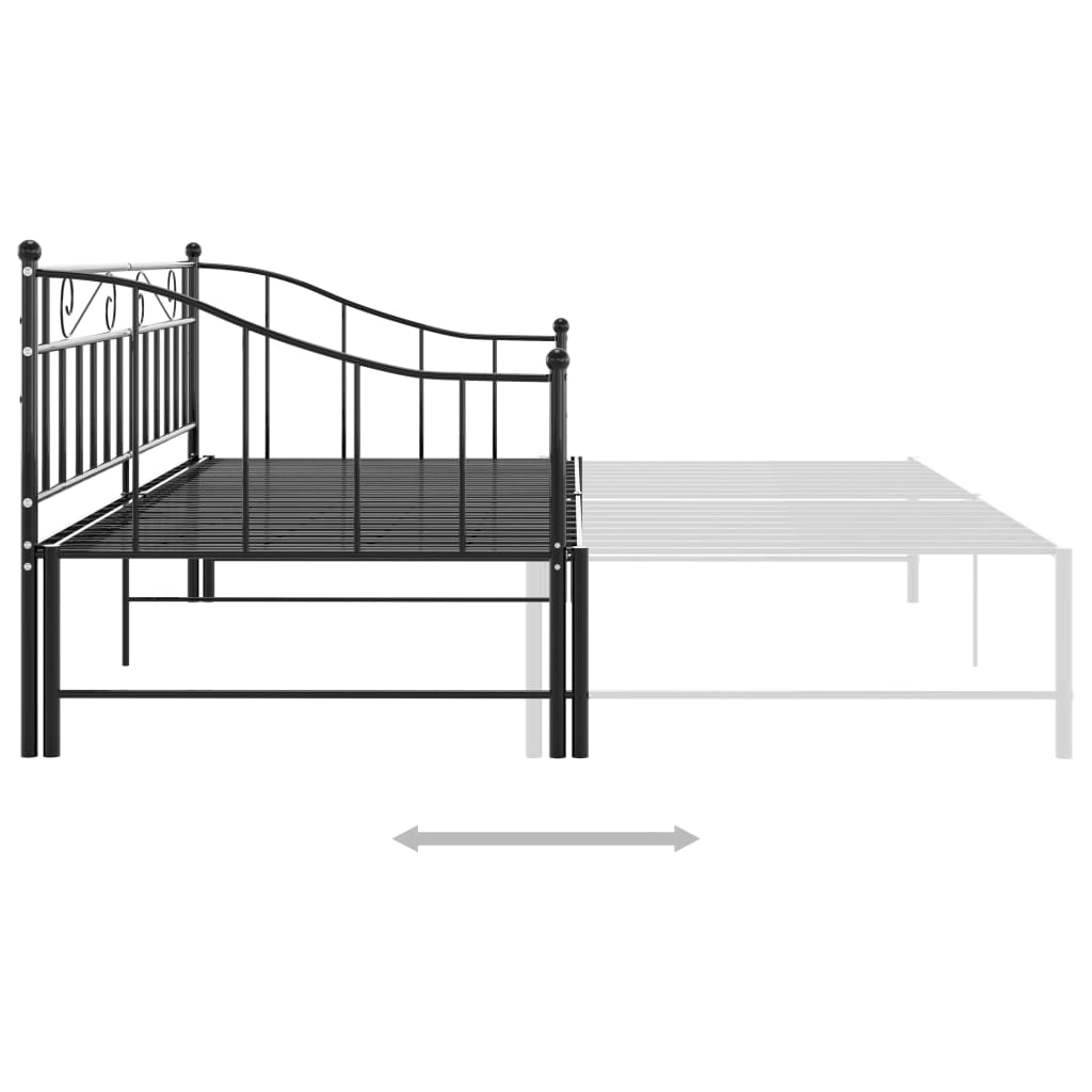 Pull-Out Sofa Bed Frame Without Mattress Black Metal 90X200 Cm