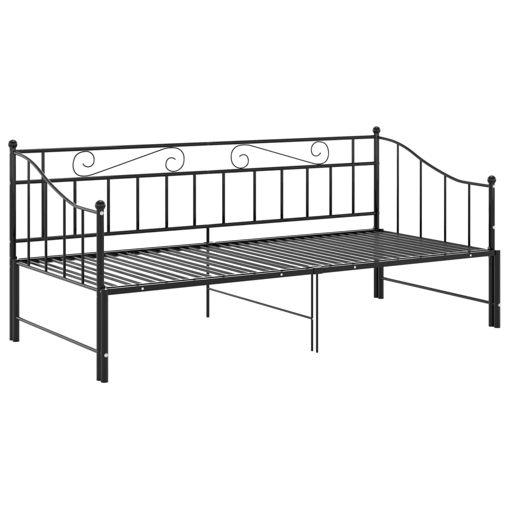 Pull-Out Sofa Bed Frame Without Mattress Black Metal 90X200 Cm