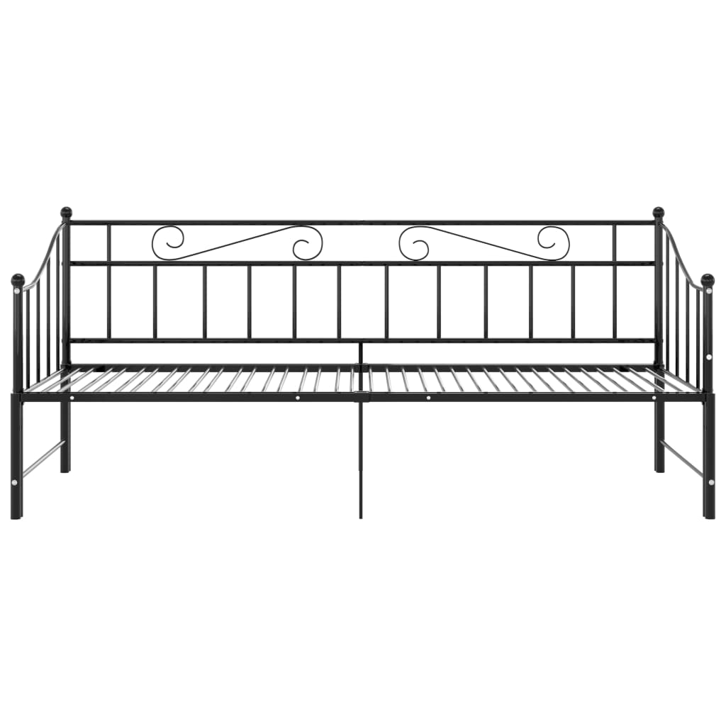 Pull-Out Sofa Bed Frame Without Mattress Black Metal 90X200 Cm