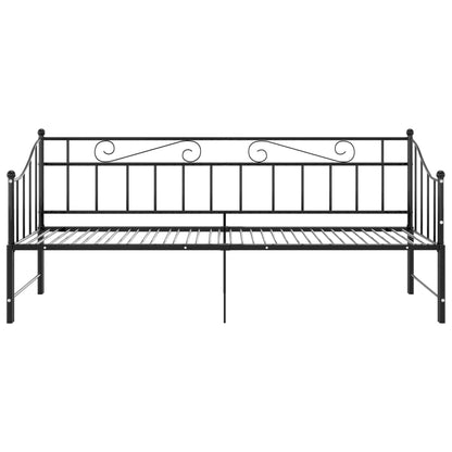 Pull-Out Sofa Bed Frame Without Mattress Black Metal 90X200 Cm