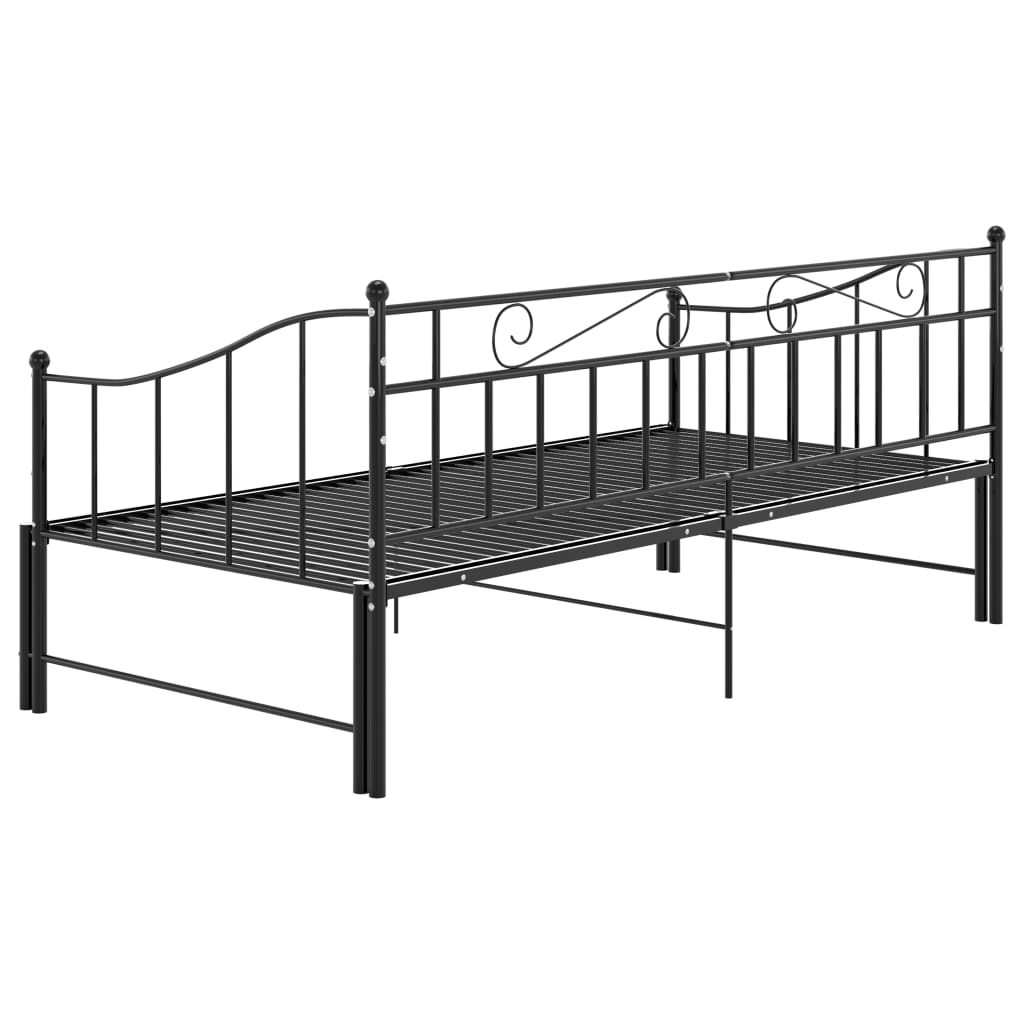 Pull-Out Sofa Bed Frame Without Mattress Black Metal 90X200 Cm