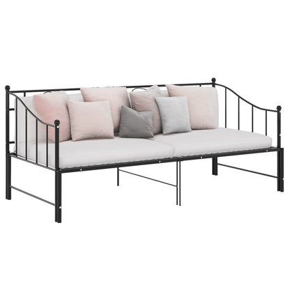 Pull-Out Sofa Bed Frame Without Mattress Black Metal 90X200 Cm