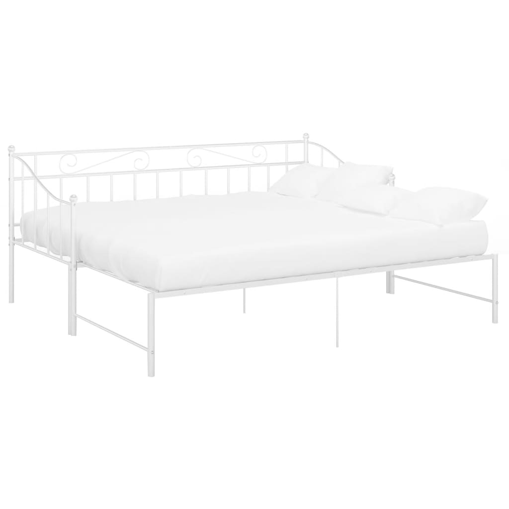 Pull-Out Sofa Bed Frame Without Mattress White Metal 90X200 Cm