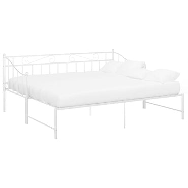 Pull-Out Sofa Bed Frame Without Mattress White Metal 90X200 Cm