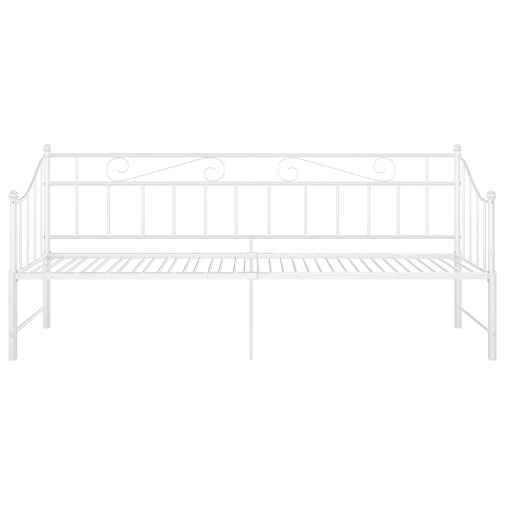 Pull-Out Sofa Bed Frame Without Mattress White Metal 90X200 Cm