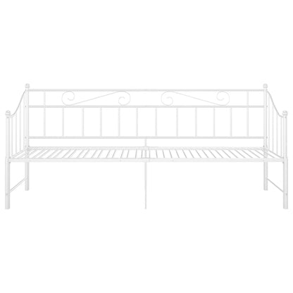 Pull-Out Sofa Bed Frame Without Mattress White Metal 90X200 Cm