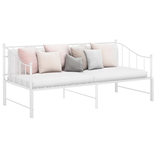 Pull-Out Sofa Bed Frame Without Mattress White Metal 90X200 Cm