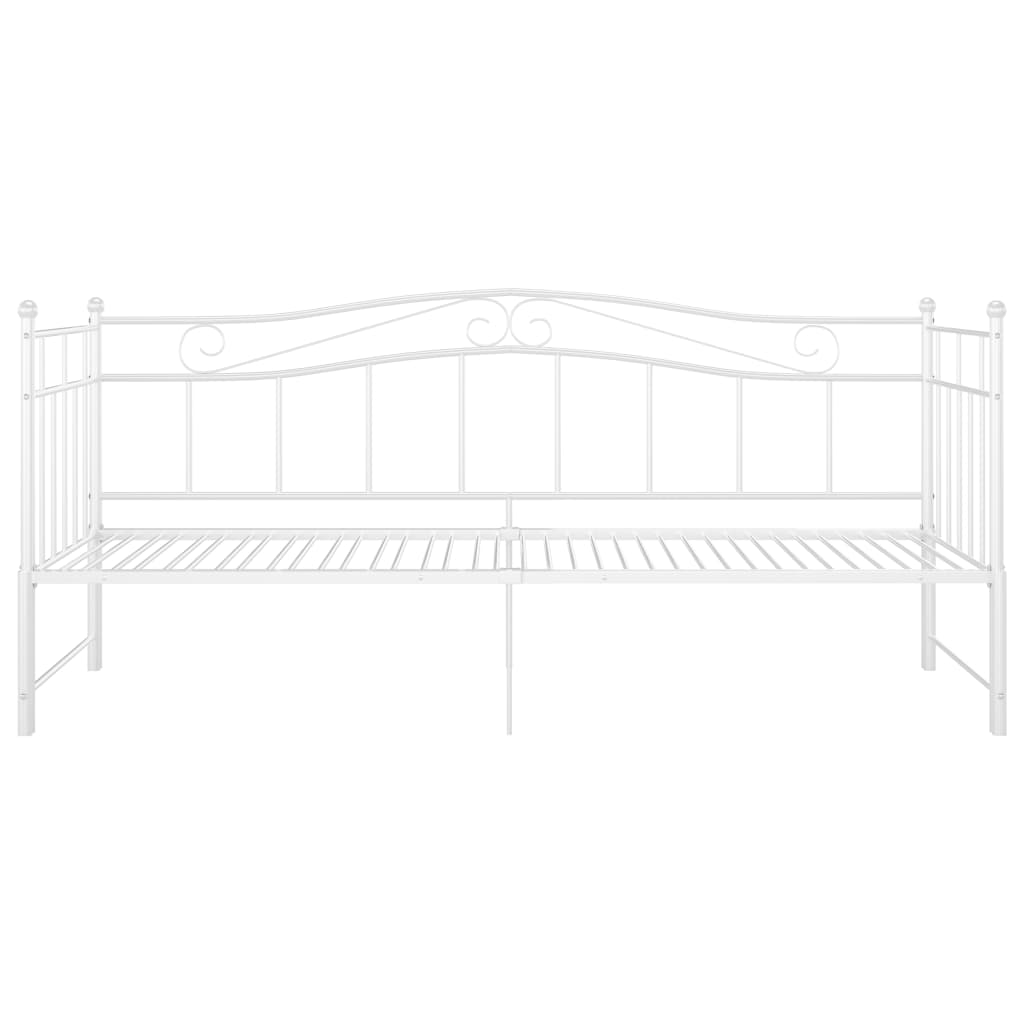 Pull-Out Sofa Bed Frame Without Mattress White Metal 90X200 Cm