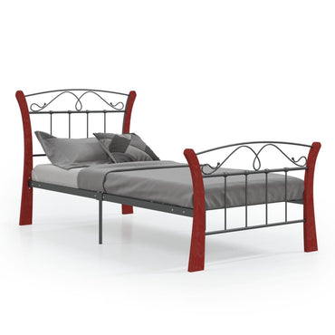 Bed Frame Without Mattress Black Metal 90X200 Cm