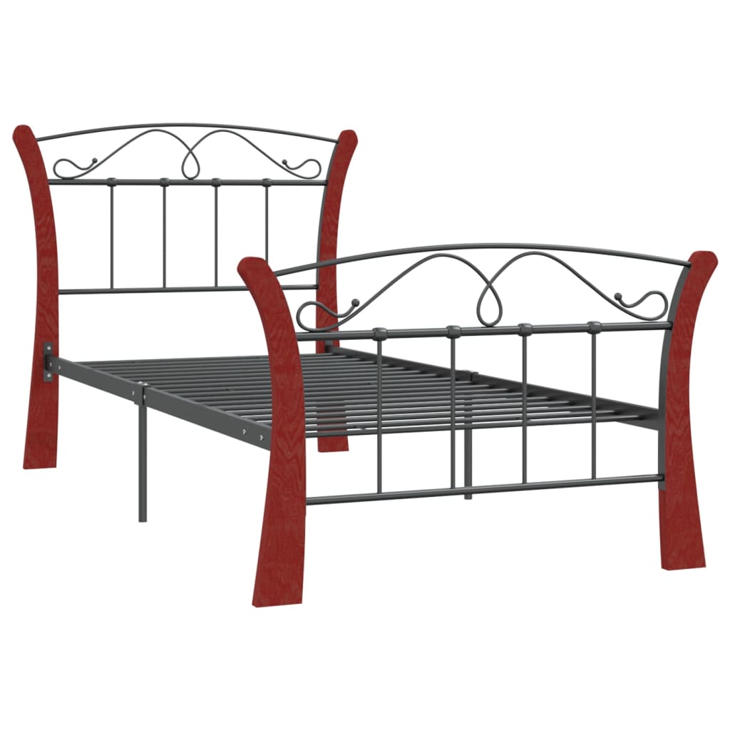 Bed Frame Without Mattress Black Metal 90X200 Cm