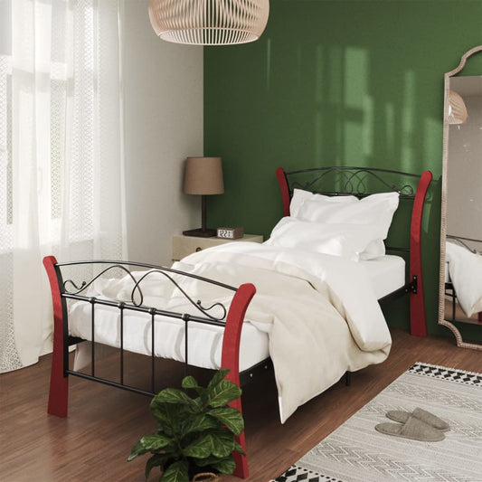 Bed Frame Without Mattress Black Metal 90X200 Cm