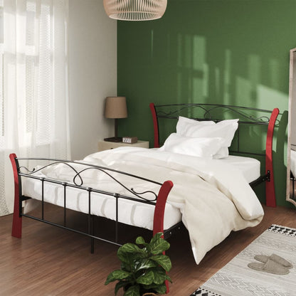 Bed Frame Without Mattress Black Metal 120X200 Cm