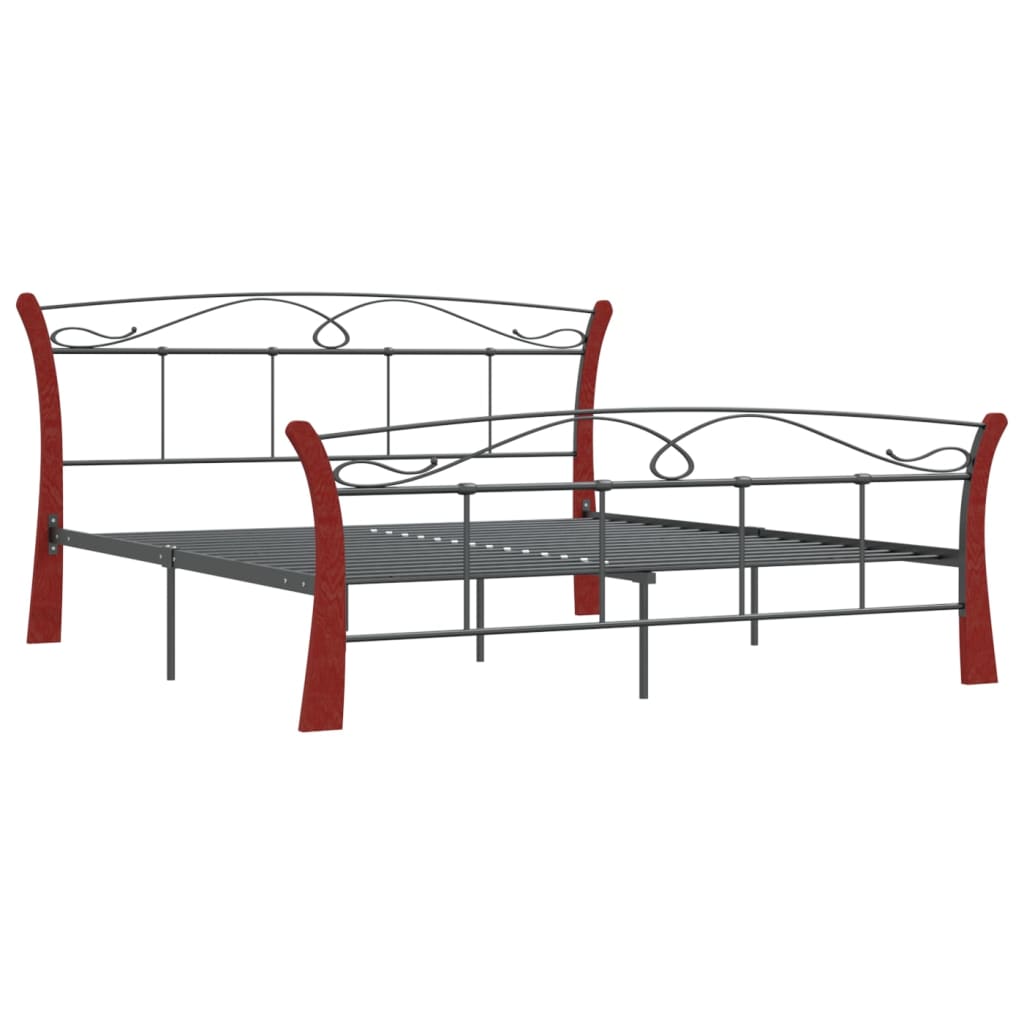 Bed Frame Without Mattress Black Metal 140X200 Cm