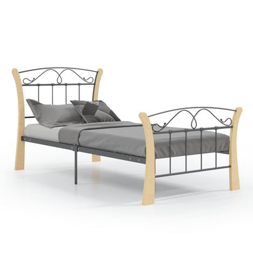 Bed Frame Without Mattress Black Metal 90X200 Cm