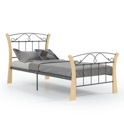 Bed Frame Without Mattress Black Metal 90X200 Cm