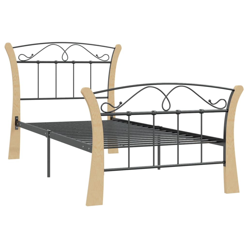 Bed Frame Without Mattress Black Metal 90X200 Cm