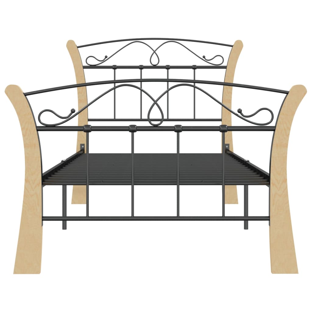 Bed Frame Without Mattress Black Metal 90X200 Cm