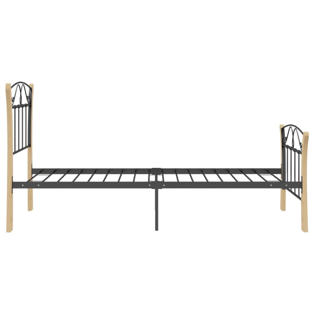 Bed Frame Without Mattress Black Metal 90X200 Cm