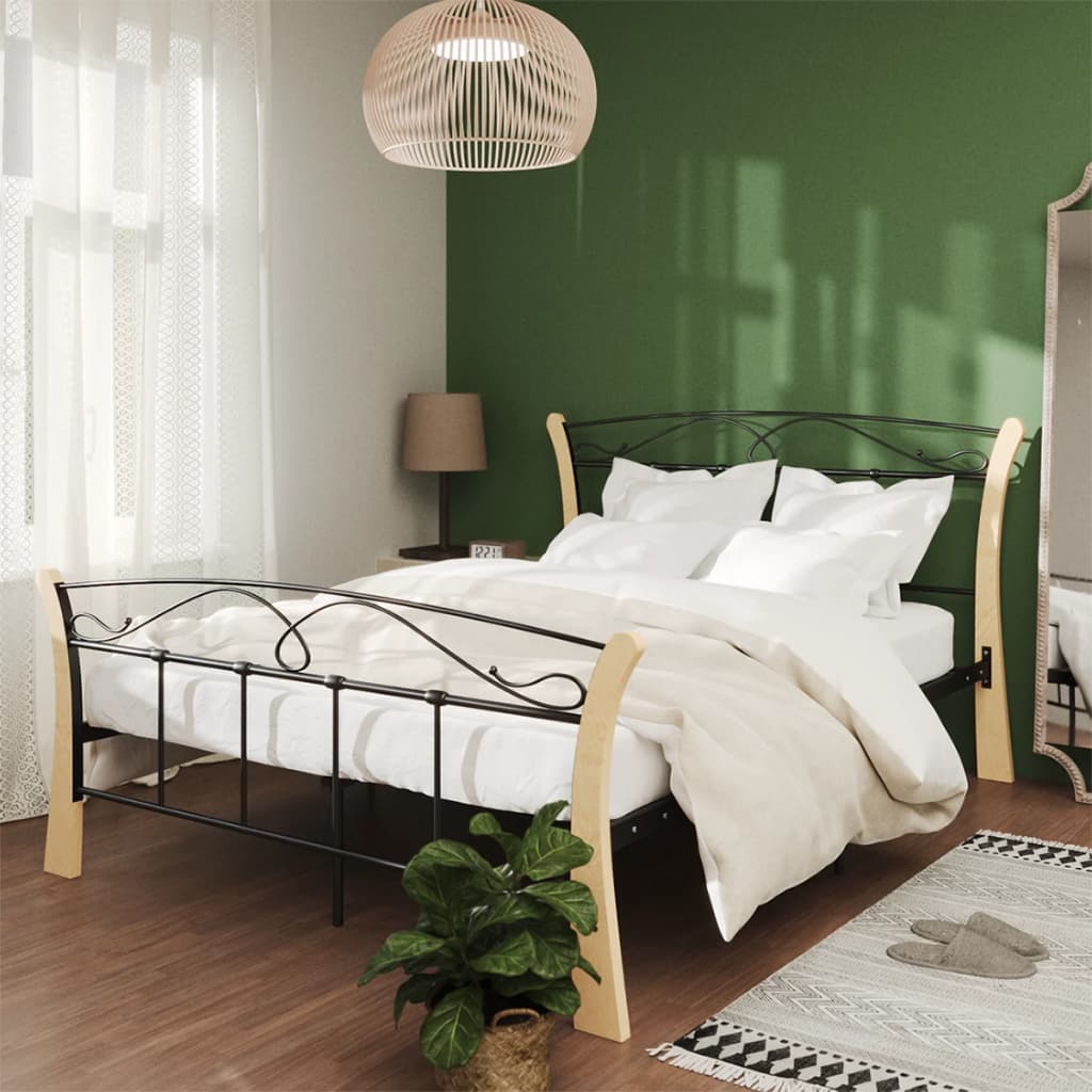 Bed Frame Black Metal 120X200 Cm