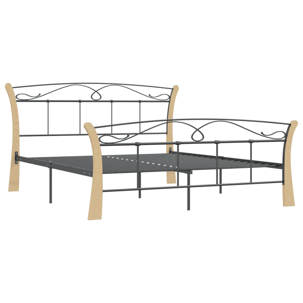 Bed Frame Black Metal 140X200 Cm