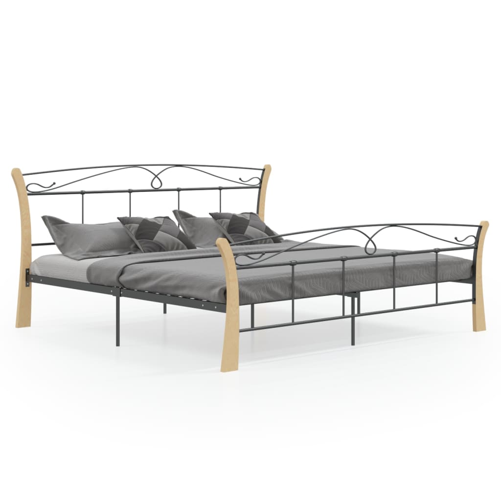 Bed Frame Black Metal 200X200 Cm