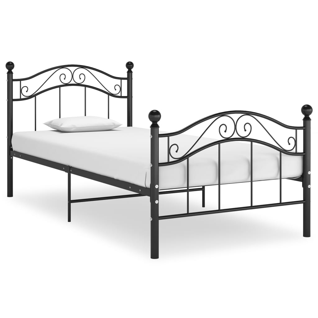 Bed Frame Black Metal 90X200 Cm