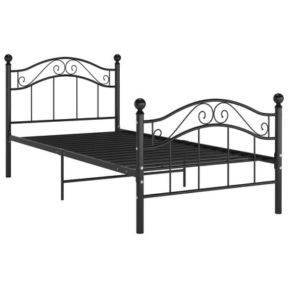 Bed Frame Black Metal 90X200 Cm