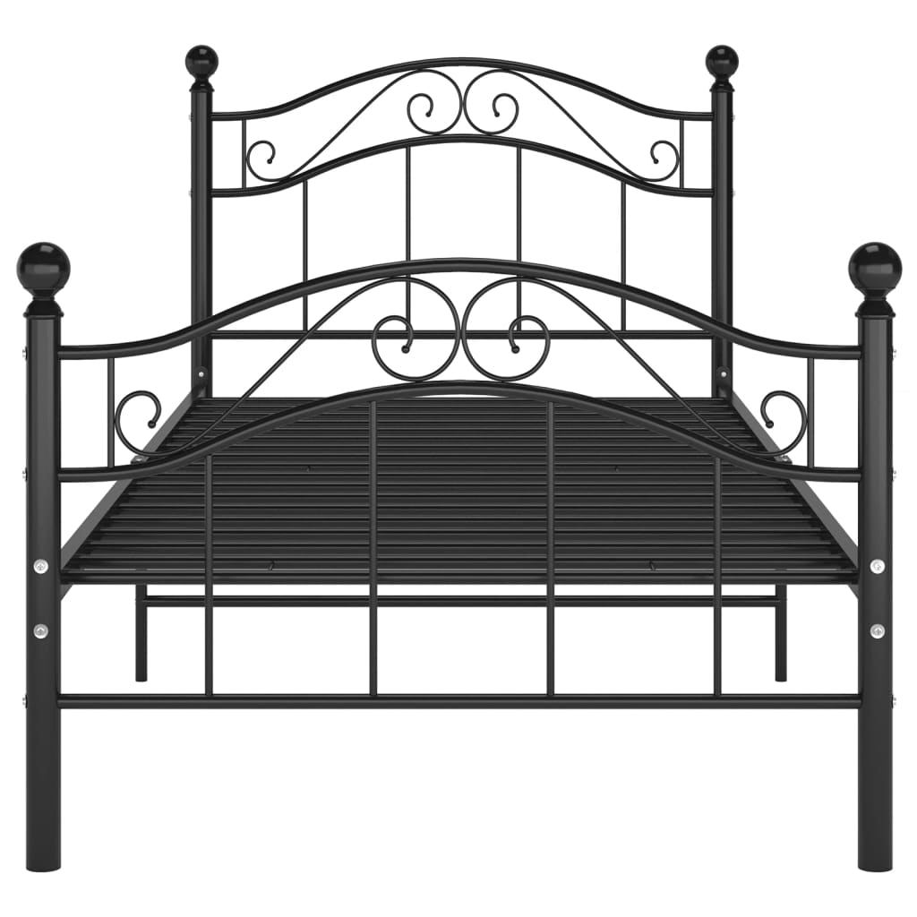 Bed Frame Black Metal 90X200 Cm