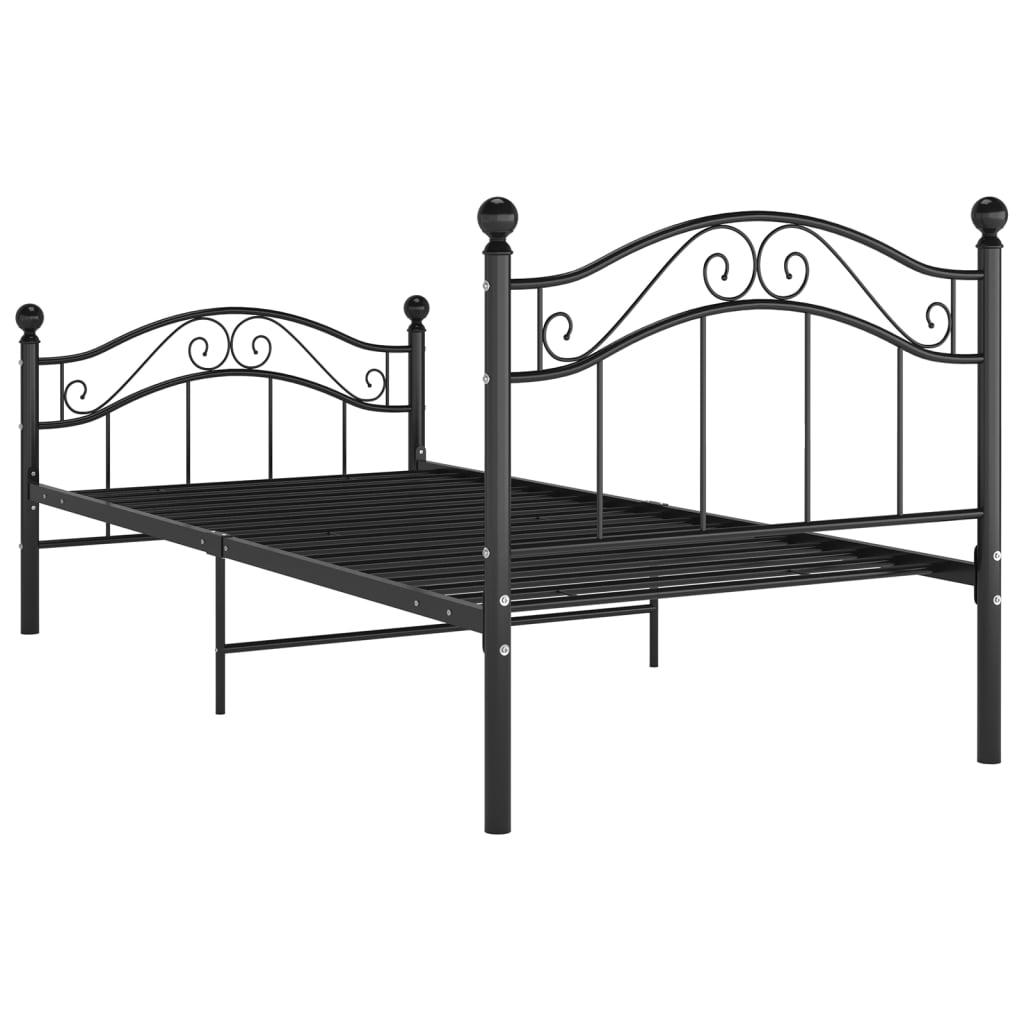 Bed Frame Black Metal 90X200 Cm