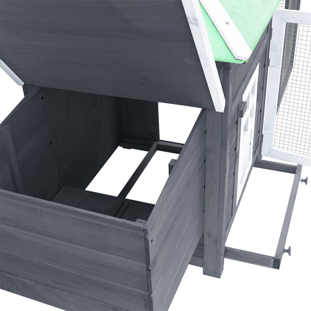 Chicken Coop With Nest Box Grey 190X72X102 Cm Solid Firwood