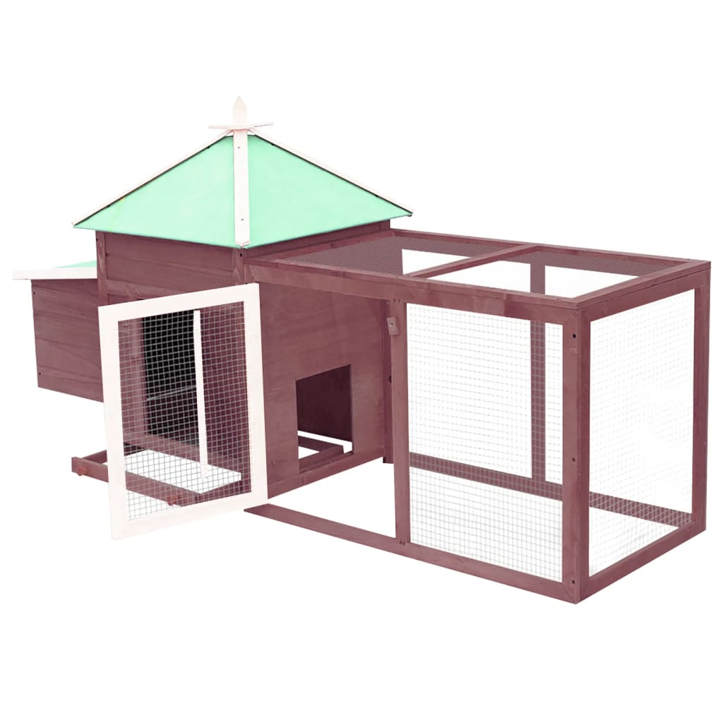 Chicken Coop With Nest Box Mocha 190X72X102 Cm Solid Firwood