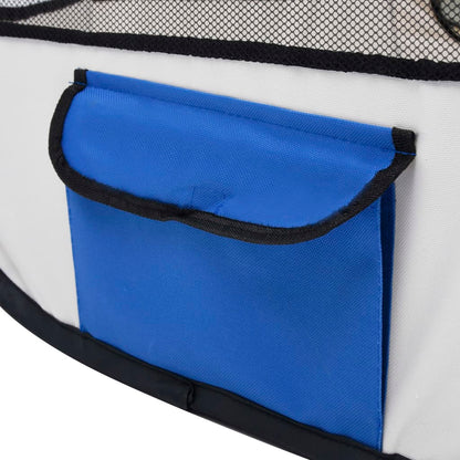 Foldable Dog Playpen With Carrying Bag Blue 145X145X61 Cm