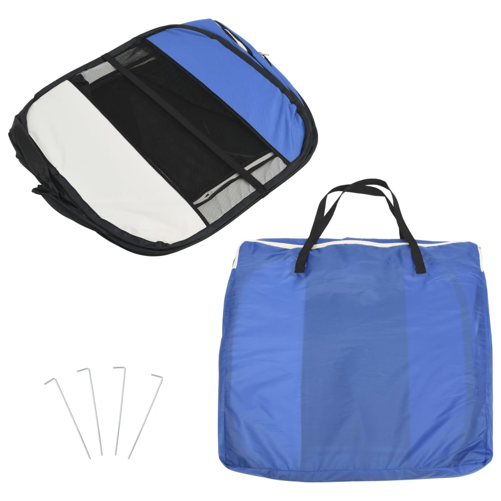 Foldable Dog Playpen With Carrying Bag Blue 145X145X61 Cm