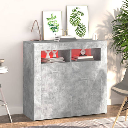 Sideboard With Led Lights Concrete Grey 80X35X75 Cm