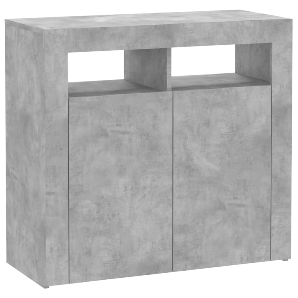 Sideboard With Led Lights Concrete Grey 80X35X75 Cm