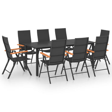 9 Piece Garden Dining Set Black And Brown