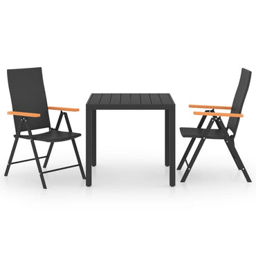 3 Piece Garden Dining Set Black And Brown