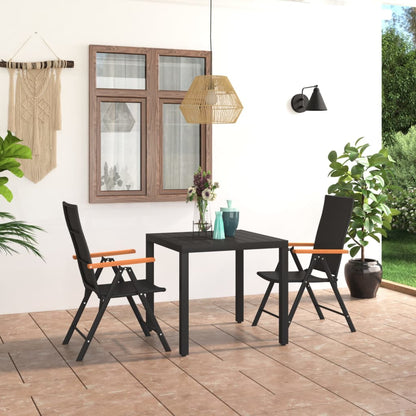 3 Piece Garden Dining Set Black And Brown