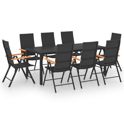 9 Piece Garden Dining Set Black And Brown