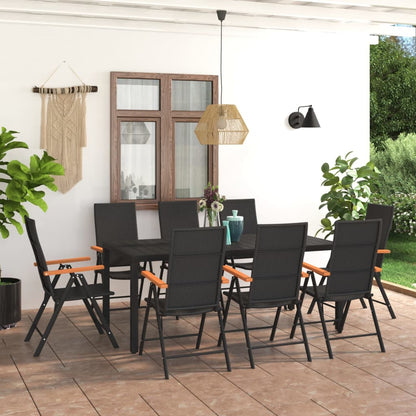 9 Piece Garden Dining Set Black And Brown