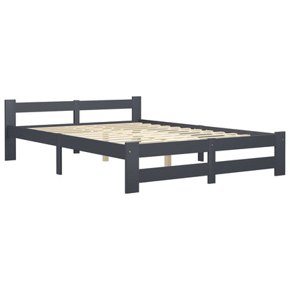 Bed Frame Dark Grey Solid Pine Wood 180X200 Cm Super King