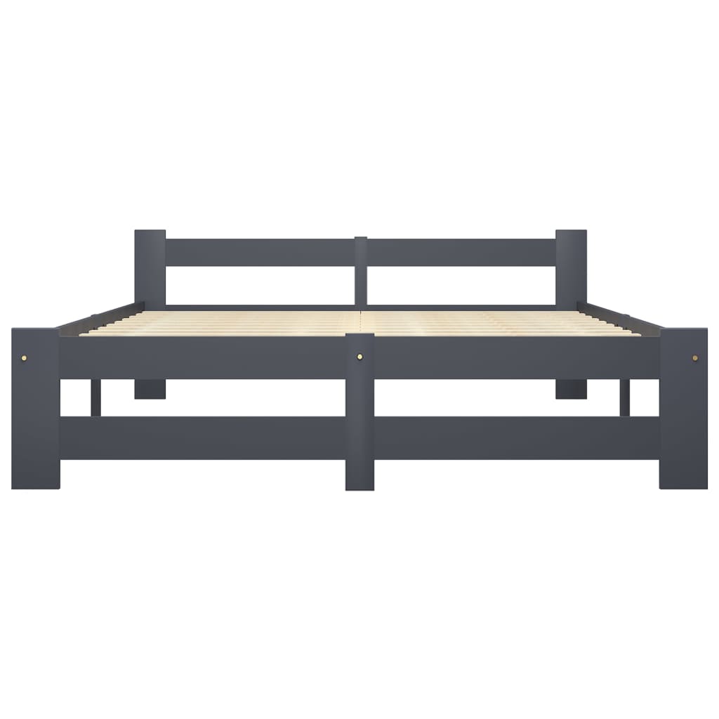 Bed Frame Dark Grey Solid Pine Wood 180X200 Cm Super King